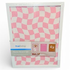 Pink Checkered Memo Board Set of 3- NEW